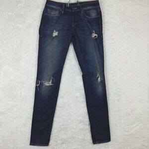 Mavi Womens‎ Jeans Serena Super Skinny Blue Denim Dark Wash Ripped Stretch 28